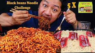 Eating 5 Black Beans Noodles in 5 Minutes Challenge  Aja Pet Full [upl. by Oiril]