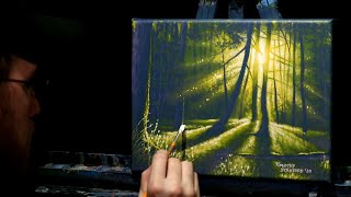 Acrylic Landscape Painting of Sunlight in a Forest  Time Lapse  Artist Timothy Stanford [upl. by Moser]