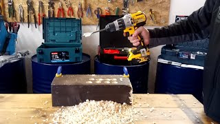 BIG TEST Cordless Drills Makita DHP 481  Milwaukee M18 FDD502X Bosch GSR 18 VEC Dewalt DCD996P3 [upl. by Kenyon]