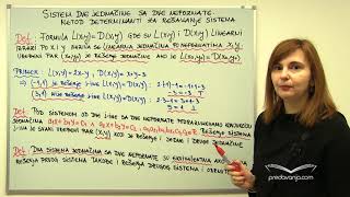 Sistem dve jednačine sa dve nepoznate Metod determinanti za rešavanje sistema  Matematika I [upl. by Belva]