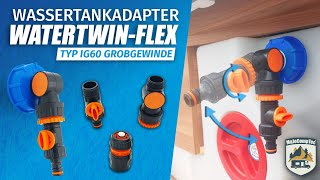 Wassertankadapter für Grobgewinde mit Gelenkadapter  Regulierventil  MaJoCompTec® WATERTWINFLEX [upl. by Iover]