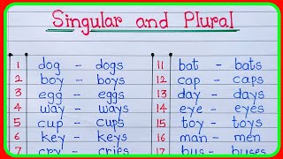 singular plural100 singular and plural nounsplural wordssingular plural wordssingular pular [upl. by Claudine]