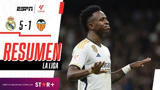 ¡DOBLETE MAGISTRAL DE VINÍCIUS Y FESTIVAL MERENGUE EN EL BERNABÉU  R Madrid 51 Valencia  RESUMEN [upl. by Yemrots]