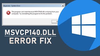 How To Fix msvcp140dll Missing Error Windows 1087 [upl. by Hasile]