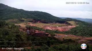 Momento exato do rompimento da barragem em Brumadinho Imagens TV Globo [upl. by Neelyad273]