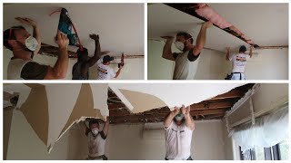 Remove and Replace NEW Drywall Ceiling Fast [upl. by Ecydnac65]