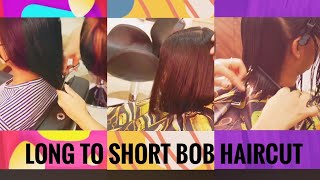 short bob haircut  indian bob haircut  long to short bob haircutting  short bob cut bobcut [upl. by Rainger]