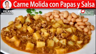 CARNE MOLIDA CON PAPAS Y SALSA  Vicky Receta Facil [upl. by Brine]