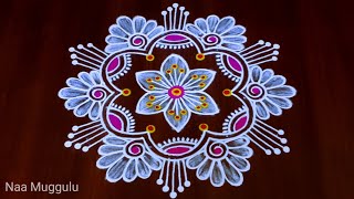 Beautiful daily kolam rangoli design 🌼🌼 Easy chukkala muggulu  5×3  dots  Naa Muggulu [upl. by Hamaso]