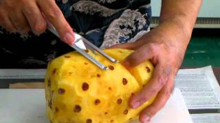 Pineapple peeling removing eyes and cuttingMP4 [upl. by Hatnamas]