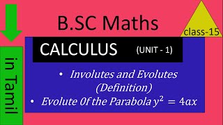 BSC MATHS  Involutes and Evolutes Evolute of the Parabolain tamil [upl. by Mikael]