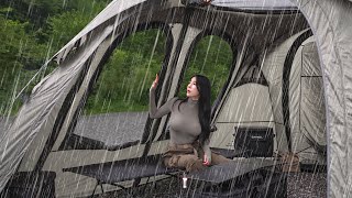 ☔️CAMPING IN HEAVY RAIN WITH A NEW CAR TENTㅣRAIN ASMR [upl. by Cressi]