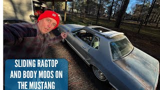 Sliding Ragtop install and Shaved Gas door on the Mustang II [upl. by Ylerebmik]