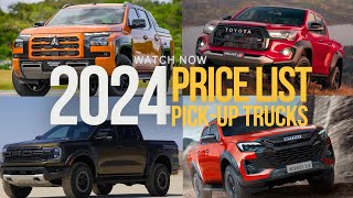 2024 PRICE LIST  PICKUP TRUCKS  TOYOTA  MITSUBISHI  ISUZU  FORD [upl. by Mauer172]