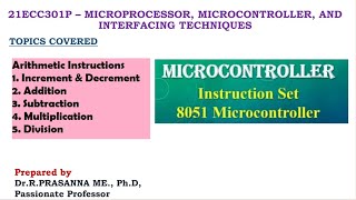 Instruction Set 8051 Microcontroller  Arithmetic Instructions [upl. by Amer838]