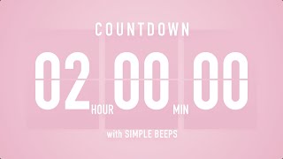 2 Hours Countdown Flip Clock Timer  Simple Beeps 🌸🔔 [upl. by Hoppe]