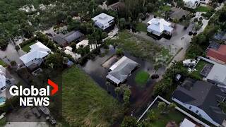 Hurricane Milton Drone shows flooded neighbourhoods destruction in Florida [upl. by Allak176]