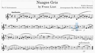 Nuages Gris by Liszt  Classical  Play Along for C Instruments [upl. by Bibi783]