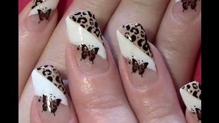 Leo  Schmetterling Nageldesign selber machen  Nail Art Design Tutorial Stamping amp Nail Sticker [upl. by Yelloh]