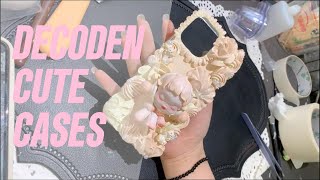 Decoden cute phone case for girls Customized handmade process compilation diy whipped cream glue [upl. by Irabaj]