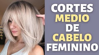 CORTE DE CABELO MÉDIO FEMININO  PENTEADO E CORTE MÉDIO PARA ROSTO REDONDO  MODA MODA [upl. by Leonie611]