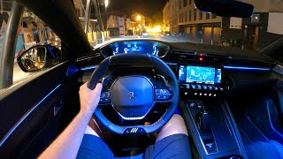 New PEUGEOT 508 PSE 2022  night POV test drive amp FULL REVIEW 360 HP hybrid [upl. by Kawai]