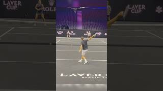 Roger Federer hitting the ball at the Laver Cup Wilson event to present the RF 01 racket tennis [upl. by Karina276]