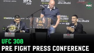 UFC 308 Press Conference Max Holloway vs Ilia Topuria Full [upl. by Ehgit906]