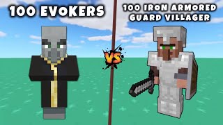 EPIC Showdown 100 Evokers vs 100 IronClad Guard Villagers in Minecraft [upl. by Ahsiele404]