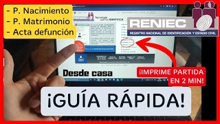 🚀 RENIEC  ¿Cómo sacar PARTIDA DE NACIMIENTO MATRIMONIO O ACTA DE DEFUNCION POR INTERNET PERU 2023 [upl. by Attah202]