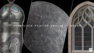 Substance Painter Ornament Path Tool brush  106 high Quality Ornament and Trim brush [upl. by Hentrich734]