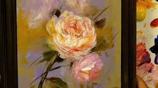 Brushups How to paint Flowers Peonies with acrylics [upl. by Lussi]