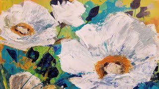 Easy Abstract Contemporary Floral Palette Knife Tutorial LIVE Acrylic Painting [upl. by Pimbley]