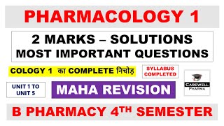 2 Marks Solutions  pharmacology 4th semester important questions  pharmacology 1 Carewell Pharma [upl. by Gustie]