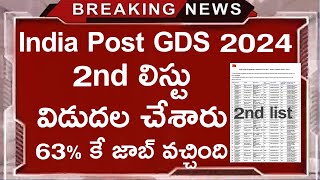 India Post GDS 2nd List Released  AP Postal GDS 2nd list  India Post GDS 2nd List Results Update [upl. by Peri]