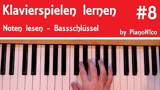 Klavierspielen lernen 8  Noten lesen lernen  Bassschlüssel  HD [upl. by Lladnyk]