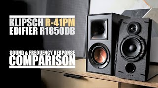 Klipsch R41PM vs Edifier R1850DB  Sound amp Frequency Response Comparison [upl. by Oelgnaed]