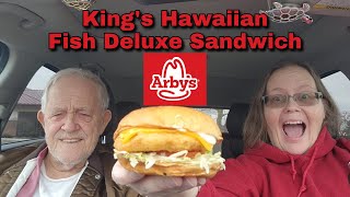 Arbys Kings Hawaiian Fish Deluxe Sandwich Review foodreview fastfoodreview arbys [upl. by Zavala]