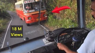 Two KSRTC buses meets dangerously narrow forest road Kerala [upl. by Temhem]