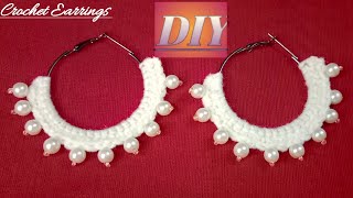 Crochet Hoop Earrings Tutorial 🥰 DiySimple Crochet Earrings MakingCrochet Earrings Kaise Banaye [upl. by Hermosa68]