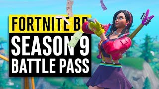 Fortnite  Season 9 Battle Pass Reactions All skins upgrades and unlockables [upl. by Airdnaid141]