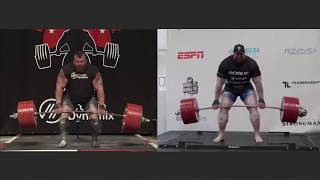 Thor 501kg vs Eddie 500kg Deadlift World Record SidebySide [upl. by Aihsek]