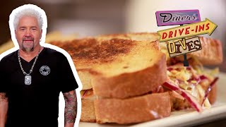 Guy Fieri Eats One MONSTER Pastrami Sandwich in Denver  Diners DriveIns and Dives  Food Network [upl. by Meluhs]