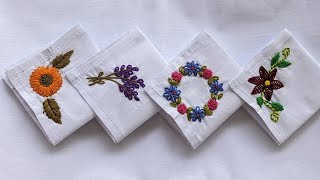 VERY EASY HANDKERCHIEF EMBROIDERY DESIGNS FOR BEGINNERSRumal designs [upl. by Eednar]