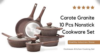 Carote Granite Nonstick Cookware Sets  10 Pieces Healthy NonStick Induction Stone Cookware [upl. by Ahsin]