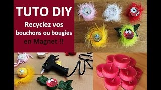 Tuto DIY Recyclage Bouchon plastique ou Bougie en magnet rigolo  Cécile Cloarec [upl. by Olga]