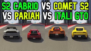 Gta 5 Comet S2 Cabrio Vs Comet S2 Vs Pariah Vs Itali GTO  Pfister Comet S2 Speed Test [upl. by Nemzaj]