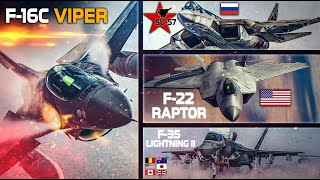 F16 Viper Vs 5th Gen F22 Raptor  F35 Lightning  Su57  Digital Combat Simulator  DCS [upl. by Kassel]