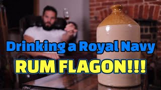 OPENING AND DRINKING A ROYAL NAVY RUM FLAGON Rare Vintage rum taste the original pussers rum [upl. by Laved988]