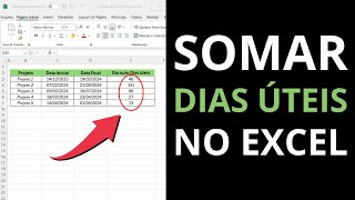 Somar Dias Úteis Excel [upl. by Amo]